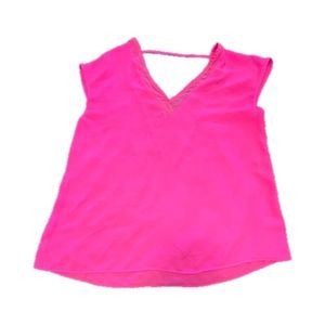 Express Pink Mesh V-neck Sleeveless Top